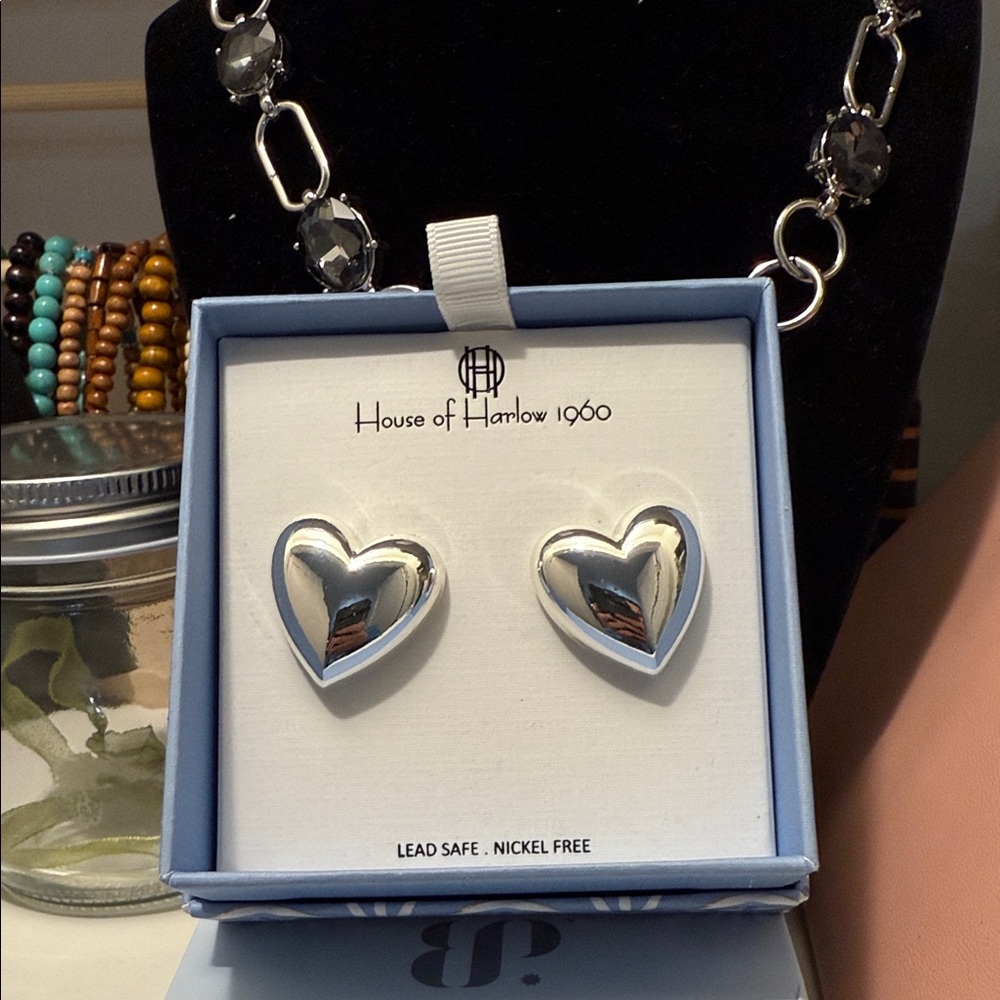 House of Harlow 1960 Silver Heart Earrings